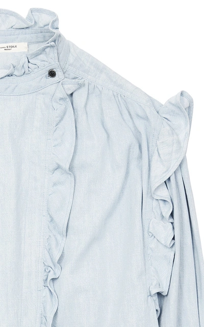 Shop Isabel Marant Étoile Gossia Ruffled Cotton-voile Shirt In Blue