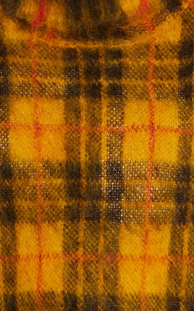 Shop Monse Tartan Mohair-blend Turtleneck Sweater In Yellow