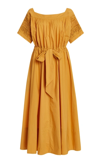 Shop Thierry Colson Women's Vera Belted Cotton Midi Dress In Yellow