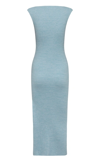 Shop Anna Quan Women's Aleka Boat-neck Ribbed-knit Cotton Midi Dress In Blue