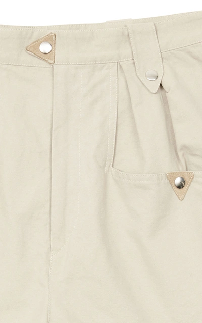 Shop Isabel Marant Étoile Palino Pleated Cotton-gabardine Shorts In Neutral