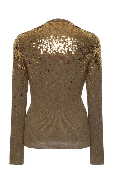 Shop Valentino Women's Sequin-embellished Knitted Sweater In Gold