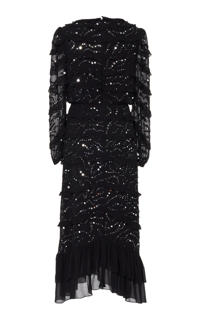 Shop Saloni Isa D Sparkle Brocade Dress In Black