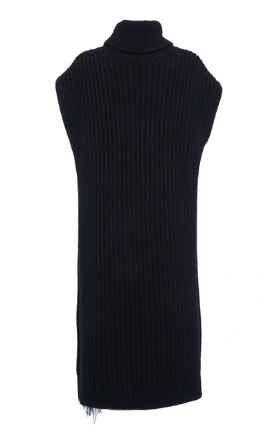 Shop Valentino Feather-trimmed Wool-cashmere Turtleneck Top In Black