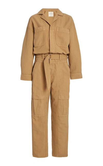 Shop Citizens Of Humanity Willa Belted Cotton Utility Jumpsuit In Neutral