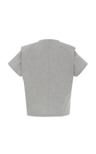 Shop Isabel Marant Belita Tie-detailed Cotton-jersey T-shirt In Grey