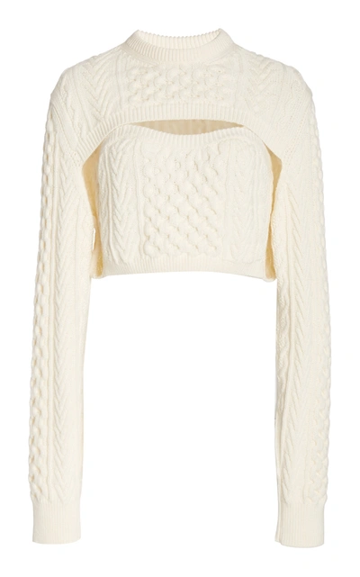 Shop Rosie Assoulin Women's Thousand-in-one-ways Wool-cotton Sweater In White