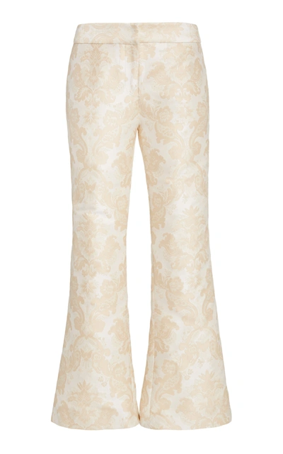 Shop Zimmermann Women's Charm Crepe-brocade Flare Pants In White