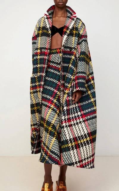 Shop Rosie Assoulin Women's Plaid Wool-cotton A-line Midi Skirt