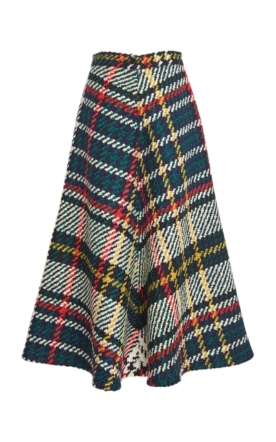 Shop Rosie Assoulin Women's Plaid Wool-cotton A-line Midi Skirt