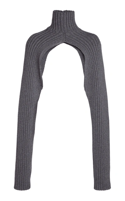 Shop Peter Do Women's Ribbed-knit Turtleneck Shrug In Grey