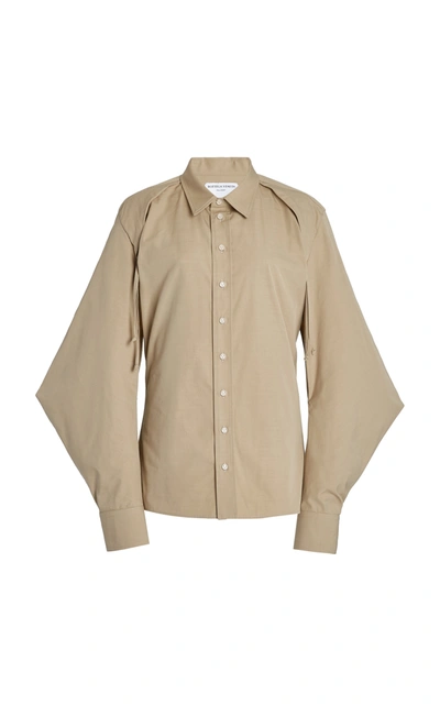 Shop Bottega Veneta Cape-sleeve Cotton-blend Poplin Shirt In Neutral