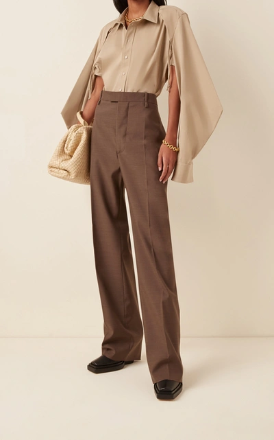 Bottega Veneta Cape-sleeve Cotton-blend Poplin Shirt In Neutral