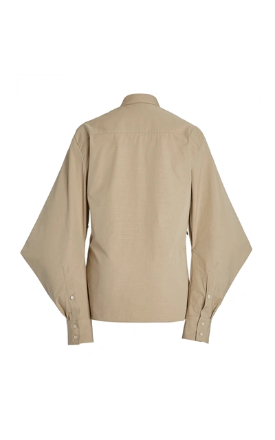 Shop Bottega Veneta Cape-sleeve Cotton-blend Poplin Shirt In Neutral