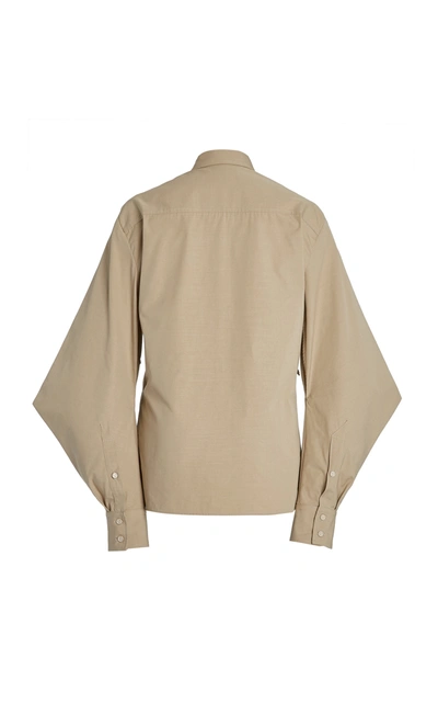 Bottega Veneta Cape-sleeve Cotton-blend Poplin Shirt In Neutral