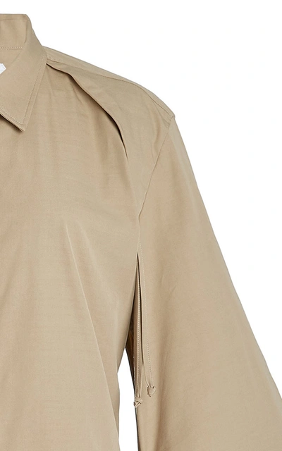 Shop Bottega Veneta Cape-sleeve Cotton-blend Poplin Shirt In Neutral