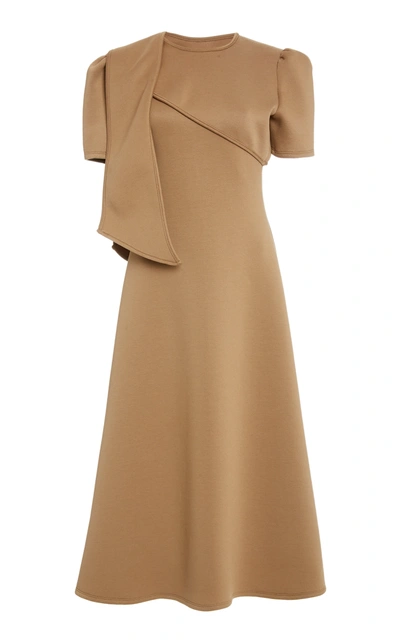 Shop Beaufille Elion Sash-detailed Cady Midi Dress In Brown