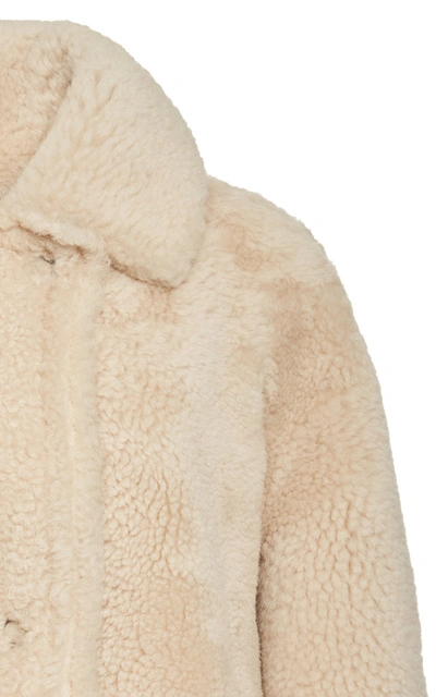 Shop Common Leisure Women's Iris Shearling Aviator Jacket In Ivory