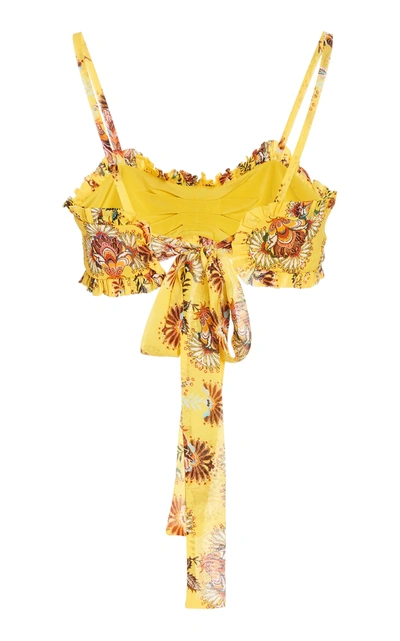 Shop Alexis Alma Ruffled Floral-print Chiffon Top In Yellow