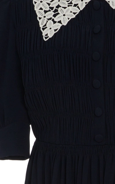 Miu Miu Peter Pan-collar Crepe Dress In Black