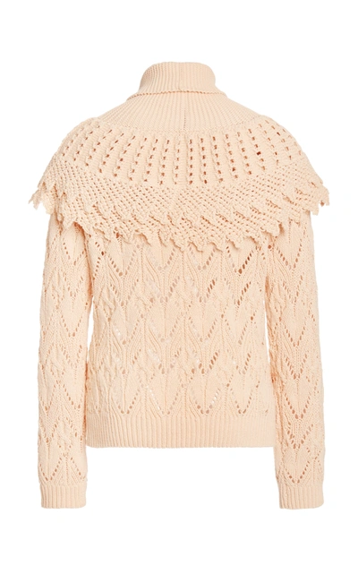 Shop Zimmermann Ladybeetle Ruffle Yoke Sweater In Pink