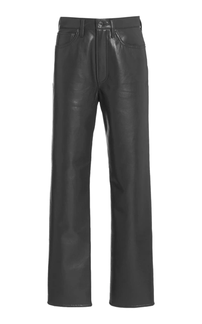 Shop Agolde 90's High-rise Recycled Leather Straight-leg Pants In Black