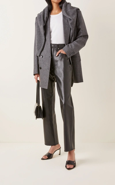 Agolde 90's High-rise Recycled Leather Straight-leg Pants In Black