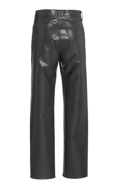 Shop Agolde 90's High-rise Recycled Leather Straight-leg Pants In Black