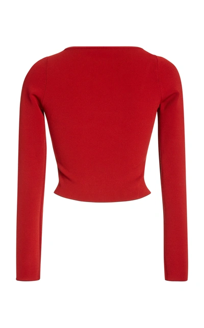 Shop Proenza Schouler White Label Scoop-neck Compact-knit Crop Top In Red