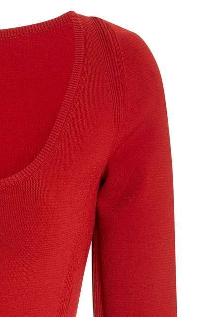 Shop Proenza Schouler White Label Scoop-neck Compact-knit Crop Top In Red