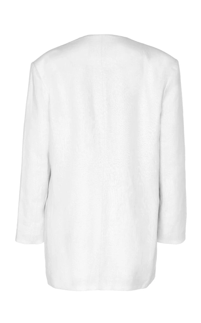 Shop Albus Lumen Women's Sokol Oversized Linen Blazer In White,neutral