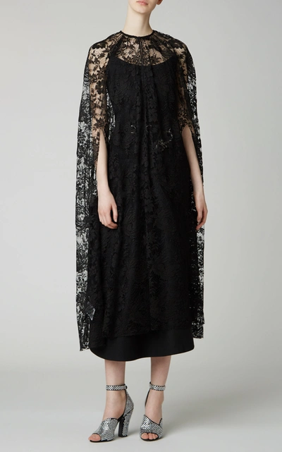 Shop Prada Lace Cape In Black