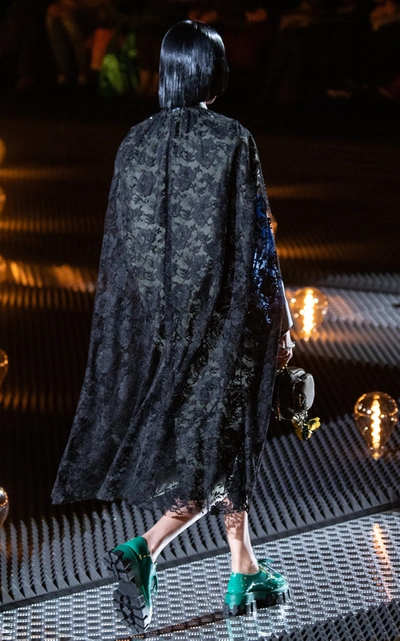 Shop Prada Lace Cape In Black