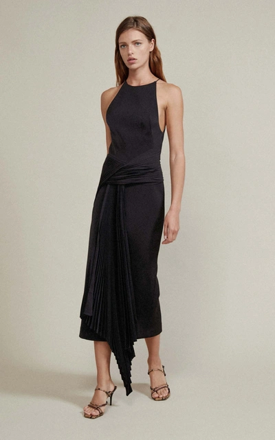 Shop Acler Bercy Draped Jersey Midi Dress In Black