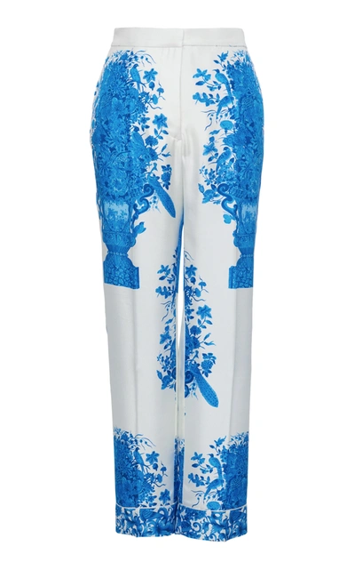 Shop Valentino Grace-print Silk Pants