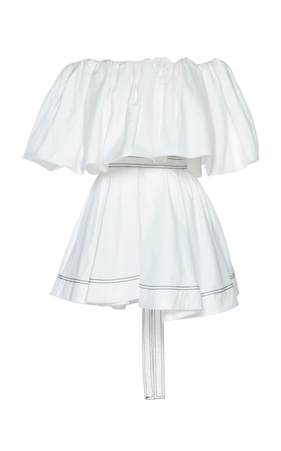 Shop Aje Prima Puff Cotton Mini Dress In White