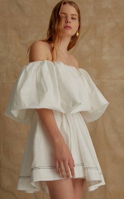 Shop Aje Prima Puff Cotton Mini Dress In White