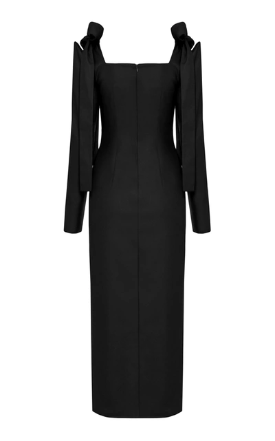 Shop Aleksandre Akhalkatsishvili Bow-embellished Wool Midi Dress In Black