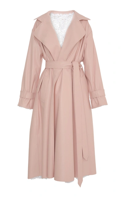 Shop Anouki Reversible Sequined And Leather-effect Trench Coat In Pink