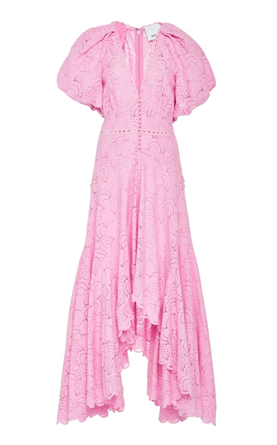 Shop Acler Cookes Puff-sleeve Cotton-blend Dress In Pink