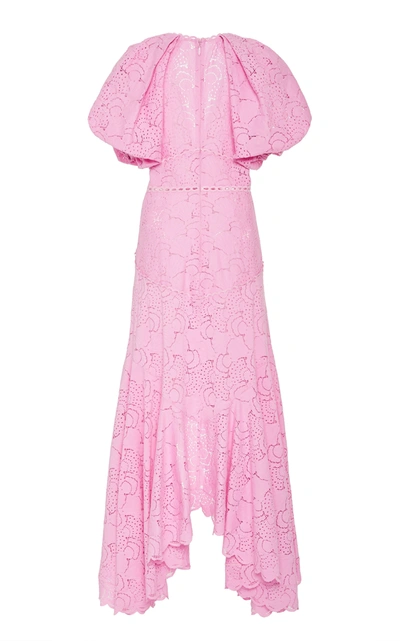 Shop Acler Cookes Puff-sleeve Cotton-blend Dress In Pink