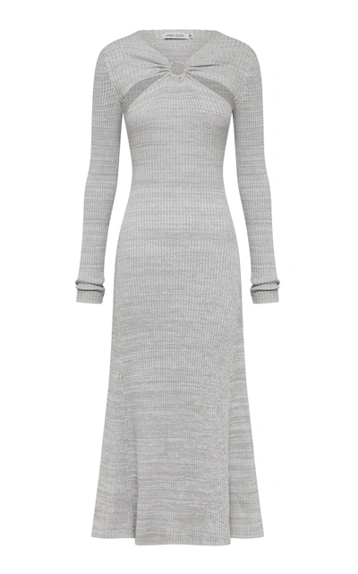 Shop Anna Quan Women's Halle Cutout Ribbed-knit Cotton Midi Dress In Grey,yellow