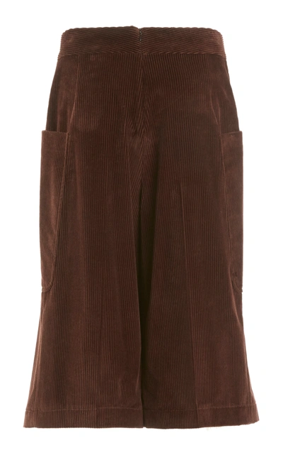 Shop Victoria Beckham Women's Pleated Cotton Corduroy Culottes In Brown