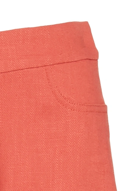 Shop Alexis Emerson Linen Flared Pants In Orange