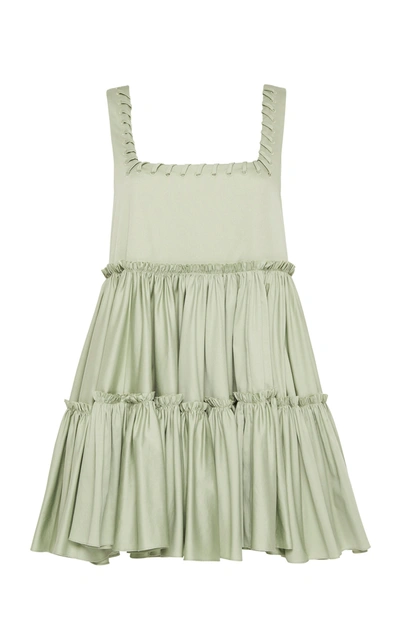 Shop Aje Women's Hushed Braid-detailed Cotton Mini Dress In White,green