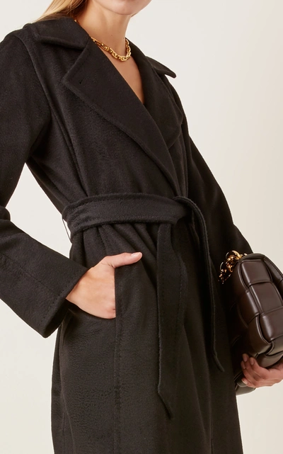 Shop Max Mara Women's Manuela Belted Camel Wool Trench Coat In Black