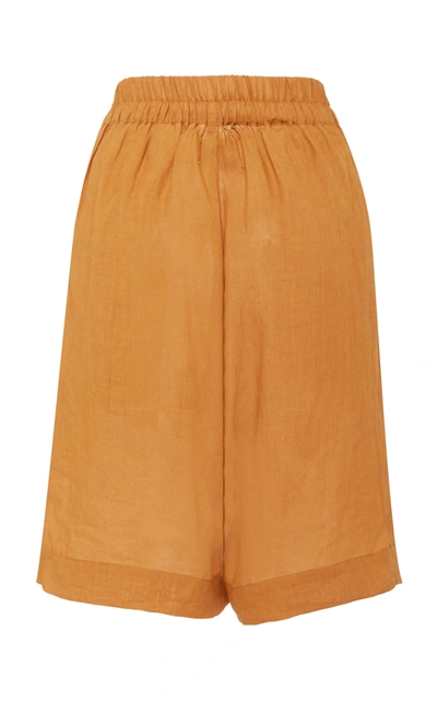 Shop Anemone High-rise Ramie Shorts In Orange