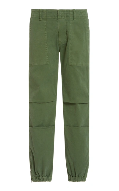 Shop Nili Lotan Cropped Stretch-cotton Pants In Green