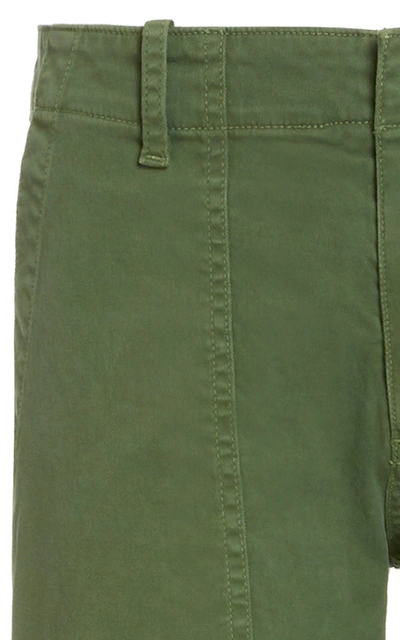 Shop Nili Lotan Cropped Stretch-cotton Pants In Green