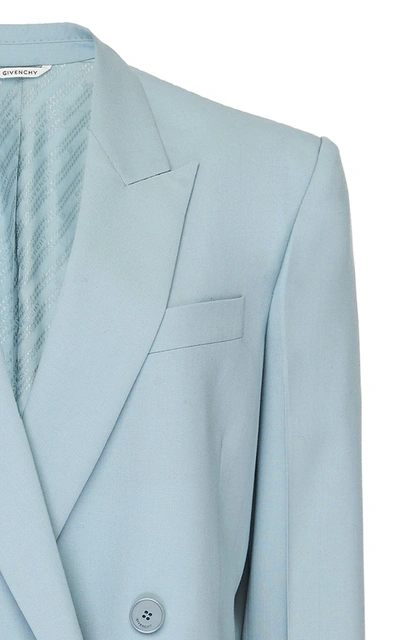 Shop Givenchy Double-breasted Wool Blazer In Blue